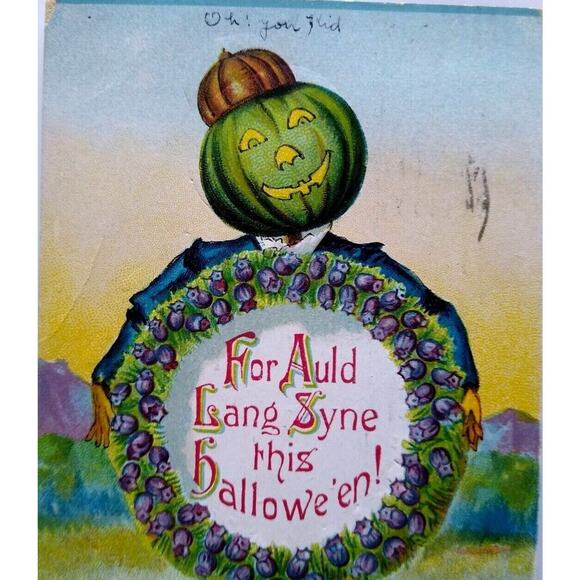 Halloween Green Face Goblin Gottschalk Dreyfuss & Davis Postcard Germany 1909 - Picture 1 of 5